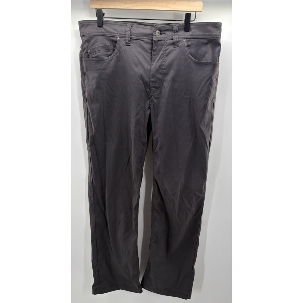 prAna Brion Hiking Pants Mens 34x30 Slim Fit Straight Leg Gray Stretch Nylon